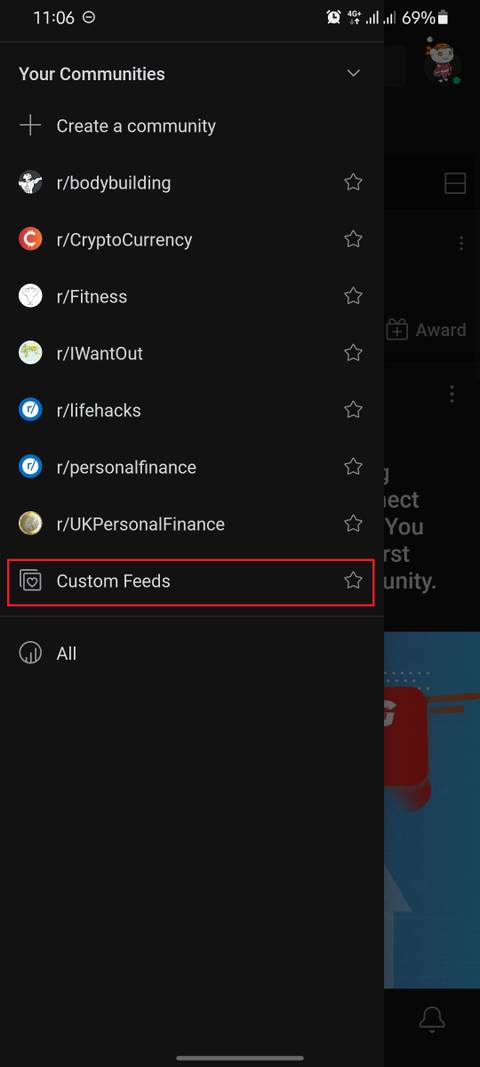screenshot of reddit options page