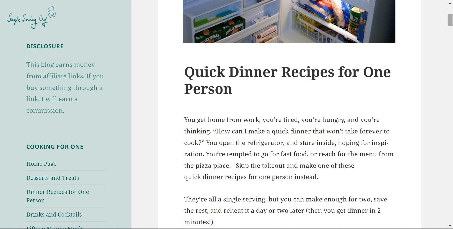 single serving chef website