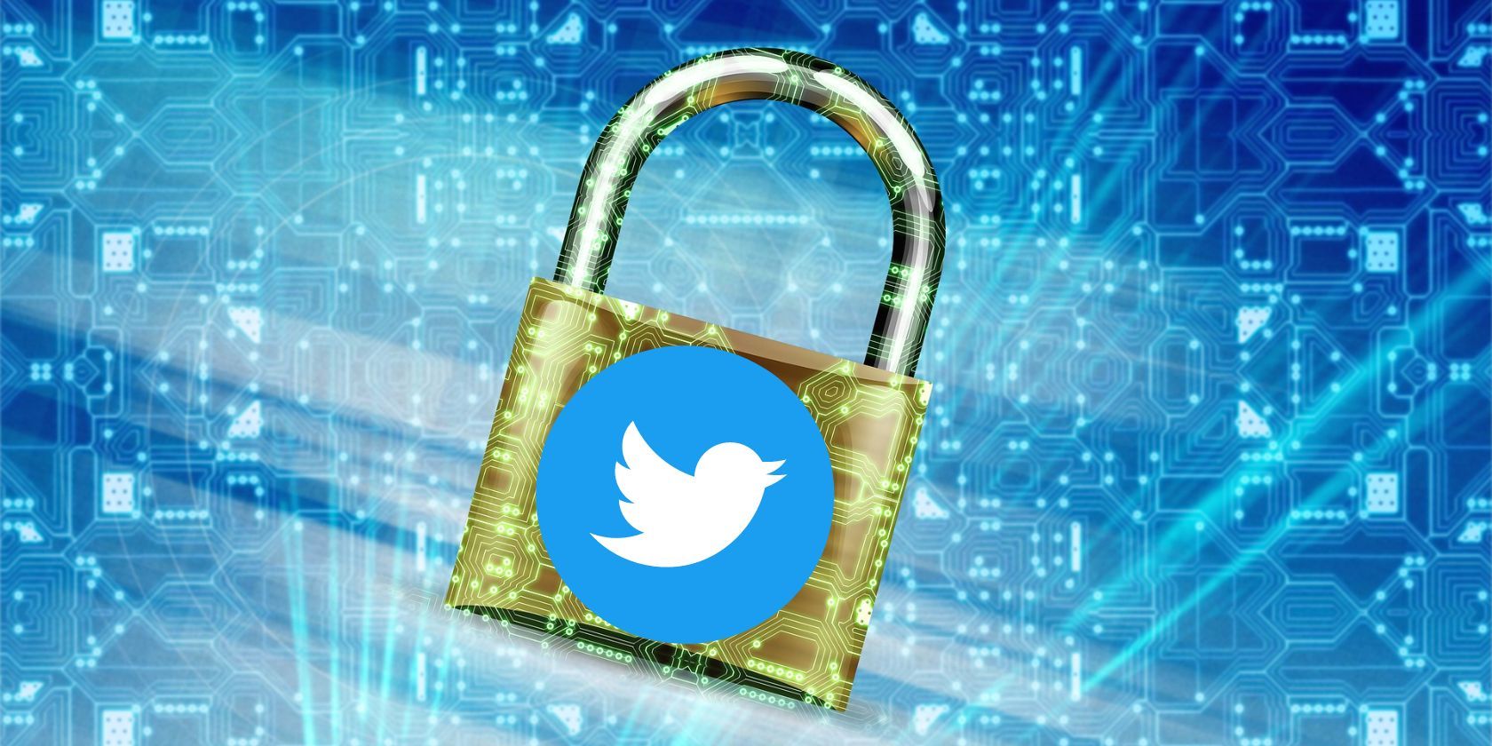 A padlock with the Twitter logo superimposed on it