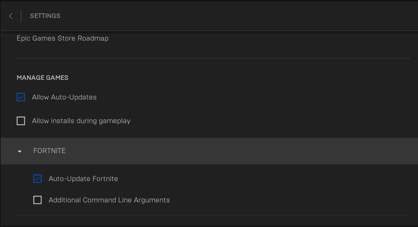 Enabling Auto Update feature of Fortnite