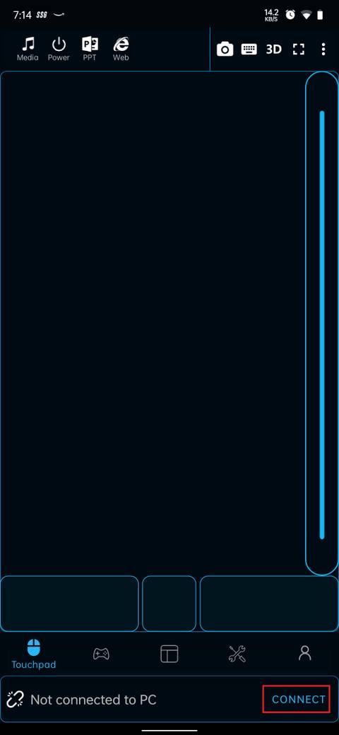 Connect option on the homepage of mobile app