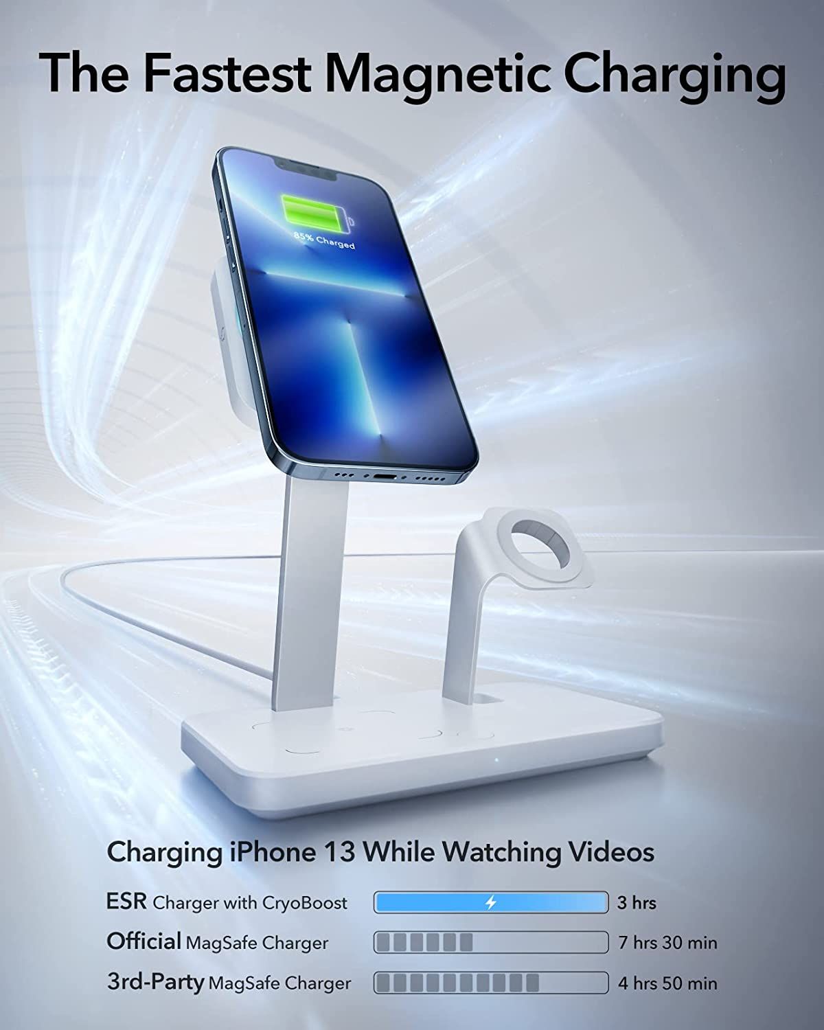 ESR HaloLock 3-in-1 Wireless Charger fast charging