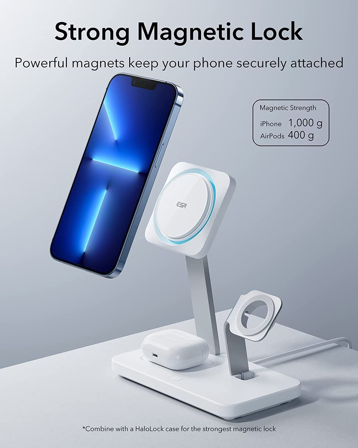 ESR HaloLock 3-in-1 Wireless Charger magnet
