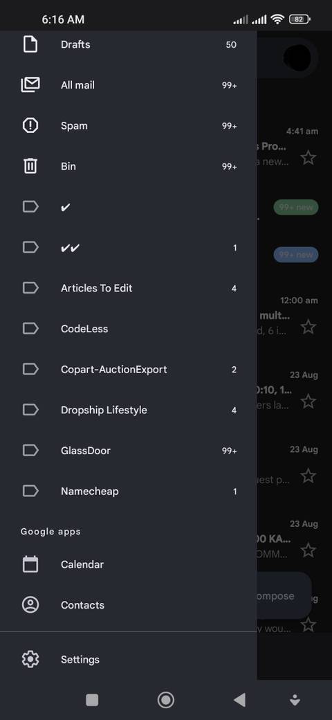 Gmail Contacts button