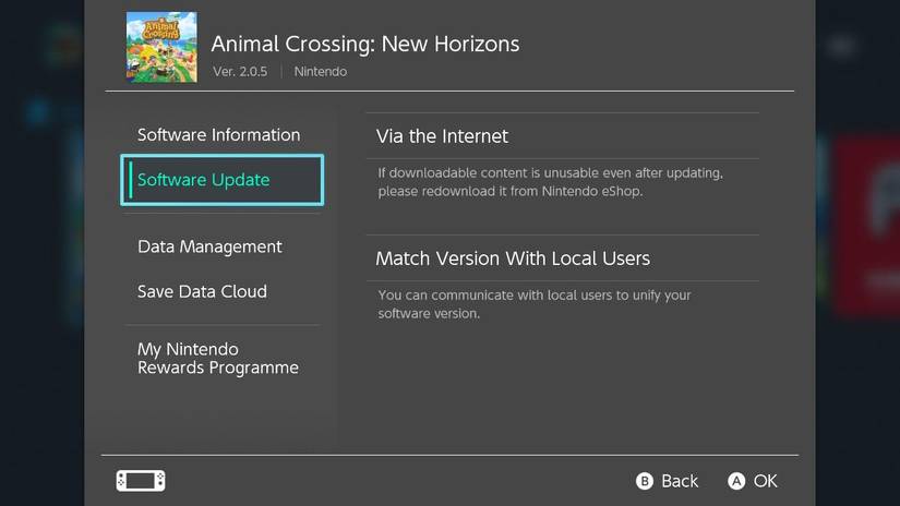 How to update Animal Crossing New Horizons on nintendo switch