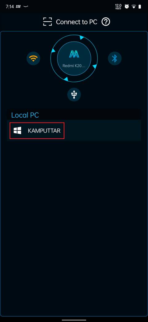 PC on the same Wi-Fi network showing in the list