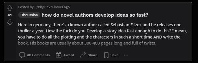 Reddit post with "discussion" flair