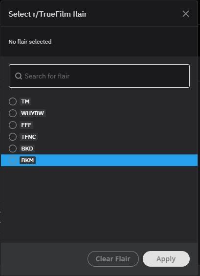 Specialist terms as flair in the r/TrueFilm subreddit