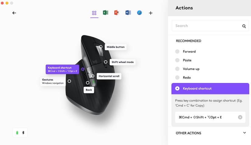 Logitech Options+ software button customization example MX Master 3