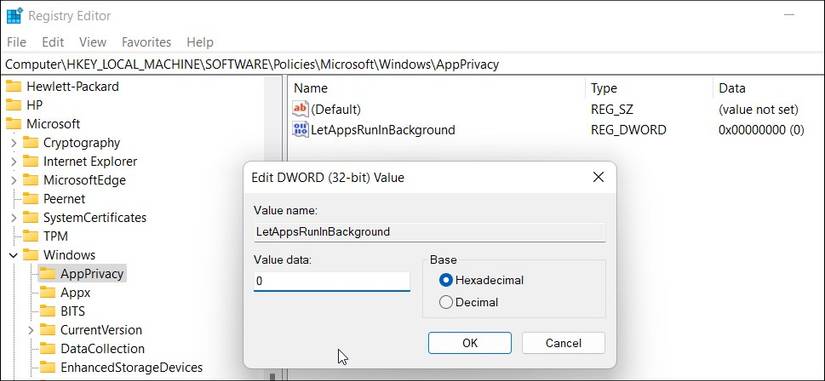 How to Restore a Missing Background Apps Permission Option in Windows 11