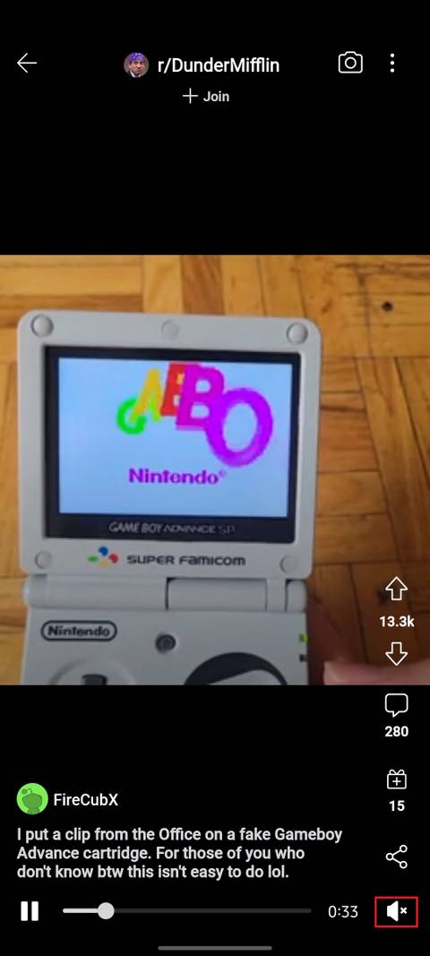 screenshot of reddit video with sound off