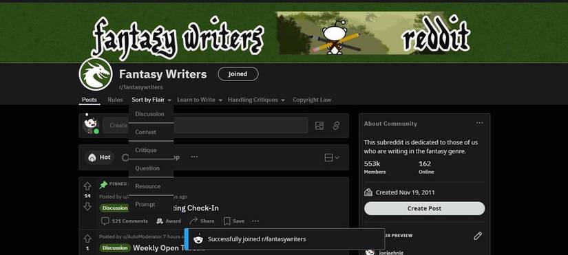 Filtering a subreddit by flair from the community toolbar.