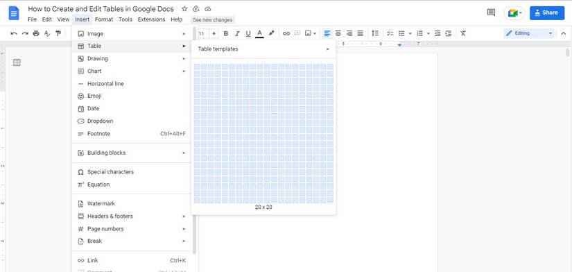 Table Withe Docs How to Create and Edit Tables in Google Docs