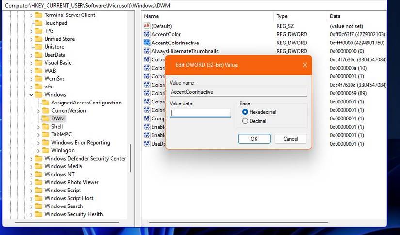 How to Set Colors for Active and Inactive Title Bars in Windows 11
