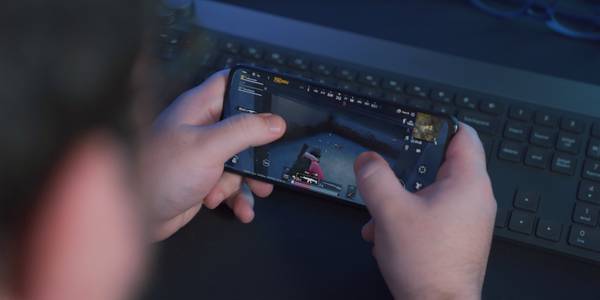 person playing a game on a smartphone 