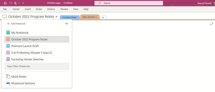 Click on Open More Notebooks in Office 2021