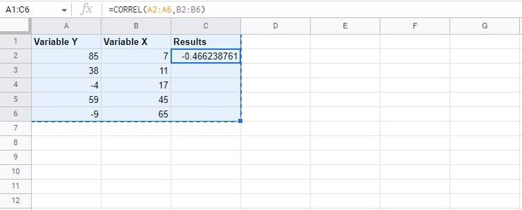How to Calculate a Correlation in Google Sheets