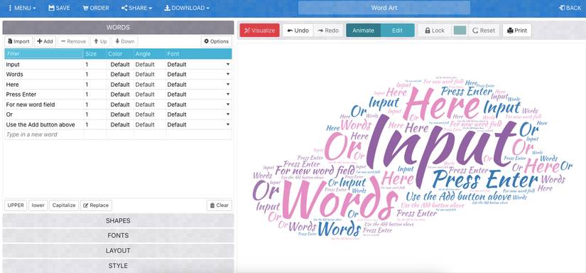 Create Words Panel How to Make Word Clouds Using the Word Art Online Tool