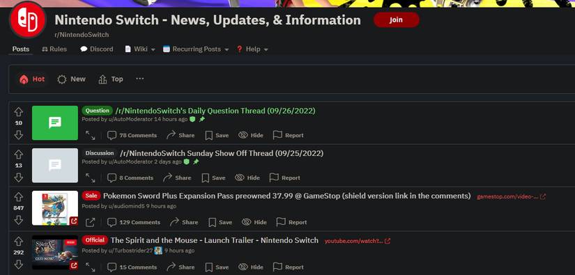 Reddit Nintendo Switch Subreddit