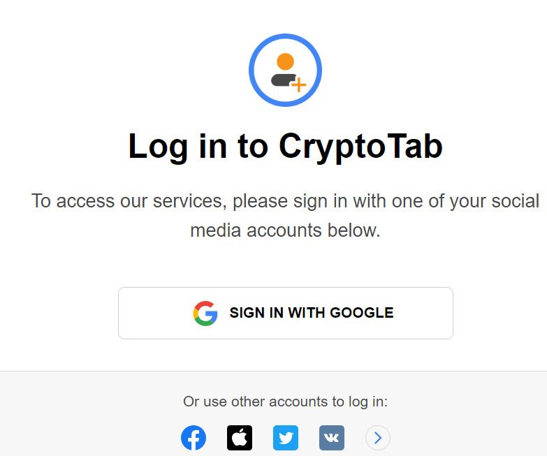 Sign In With Google Cryptotab