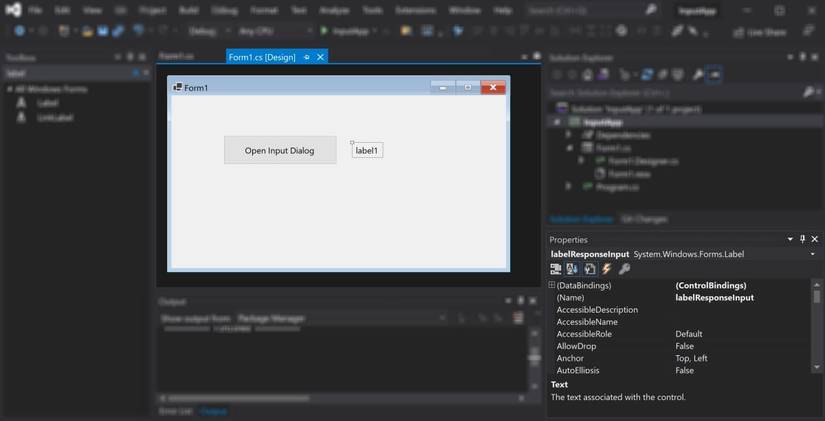 Winforms: How to Create and Display an Input Dialog Box