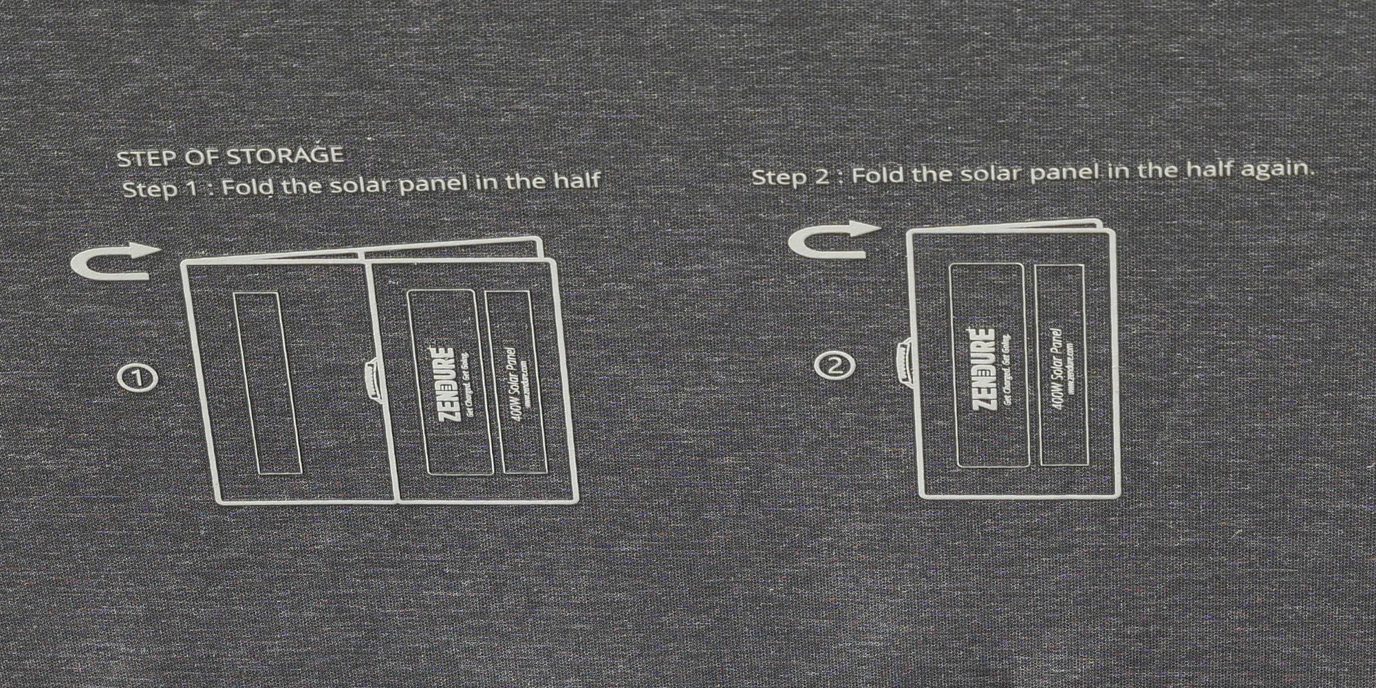 Zendure 400W Solar Panel Setup Instructions Printed on Panel Backside