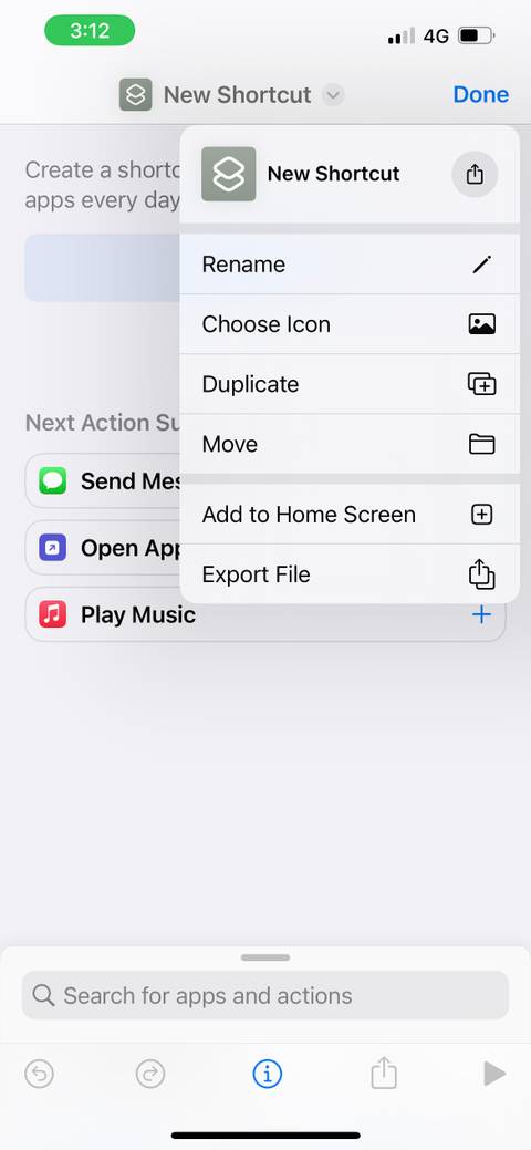 rename iphone shortcut