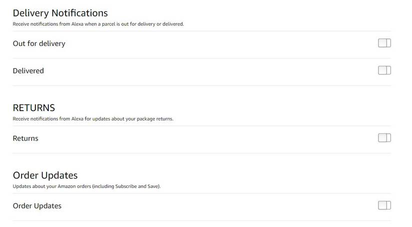 Amazon website Shopping Notifications