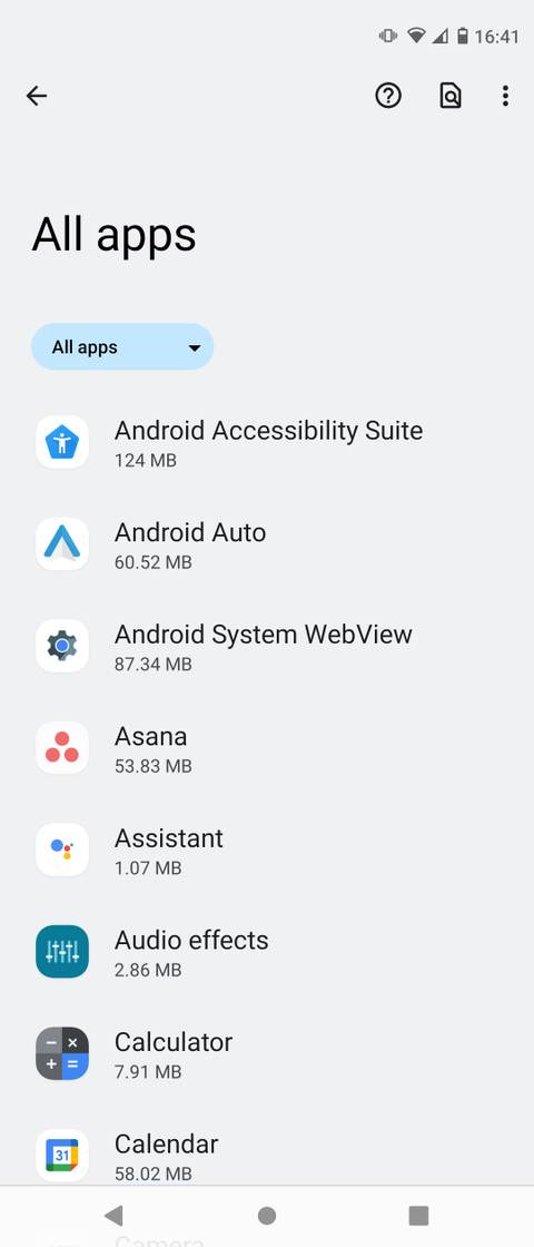 All Apps List on Android Smartphone