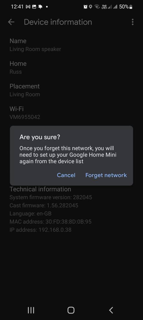 Google home device information