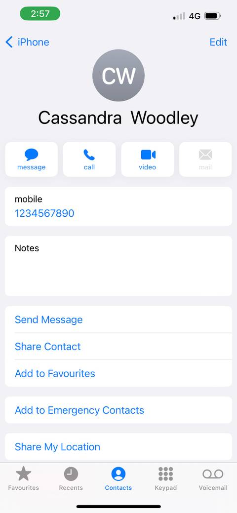 iphone contact information