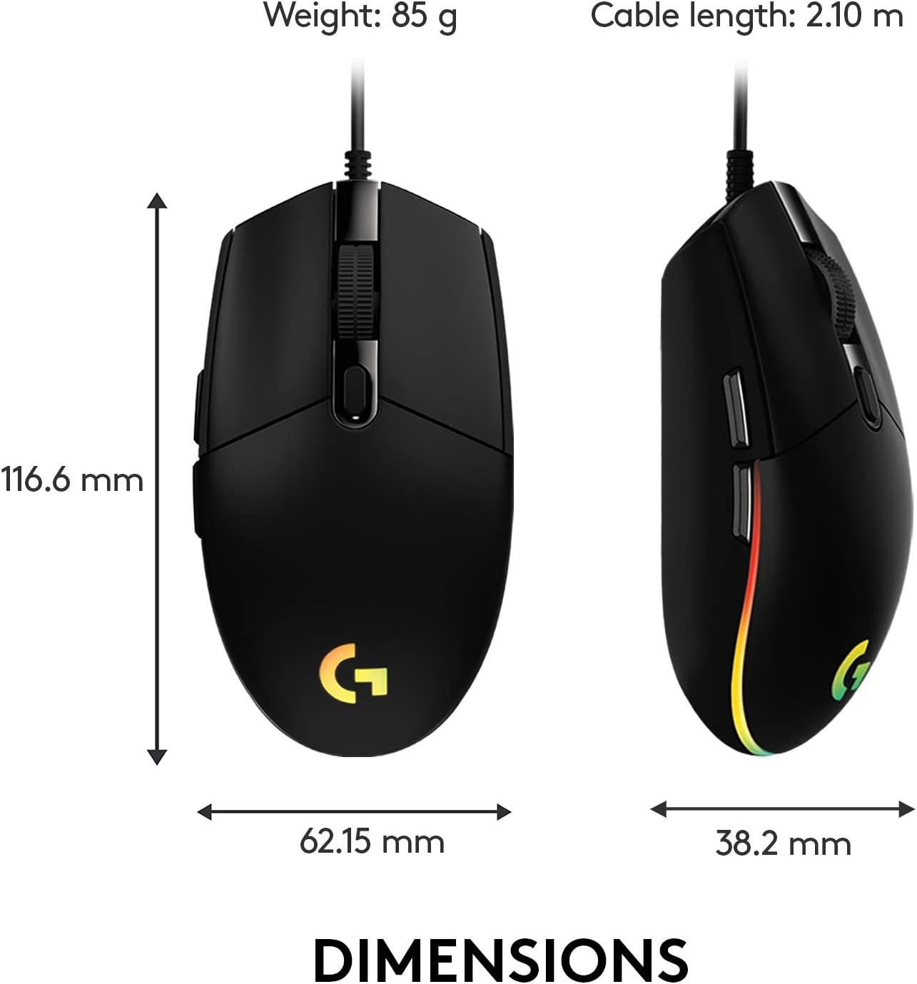 the dimensions of the logitech g203