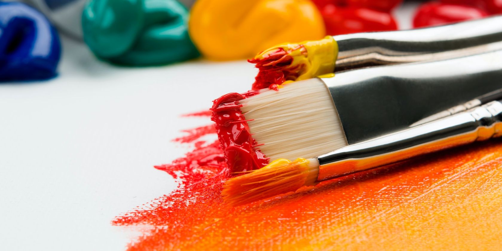 Paints and Brushes on Paper