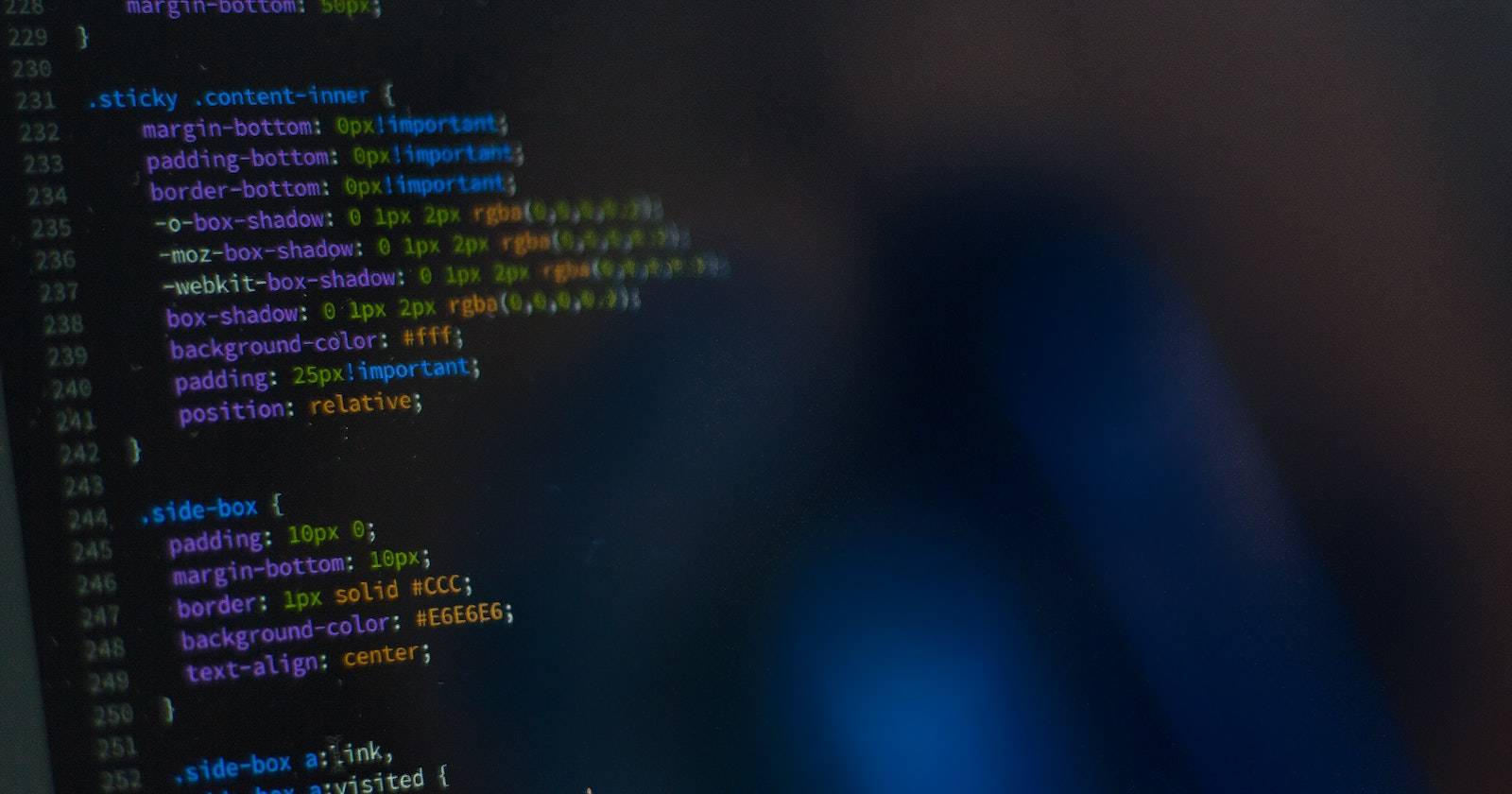 screen with highlighted code