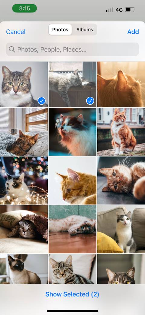select images to combine photos using iphone shortcut