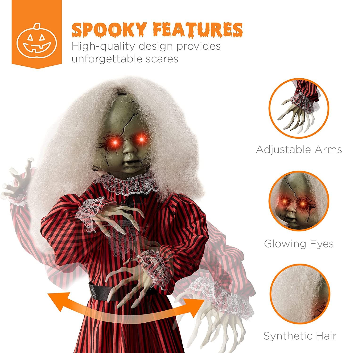 Best Choice Products Animatronic Roaming Creepy Doll Features