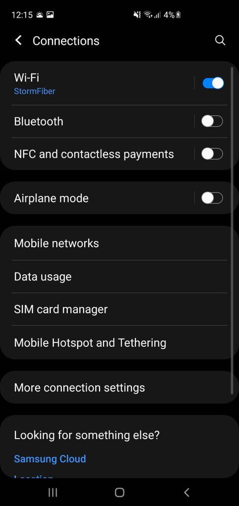 Data usage on Android device