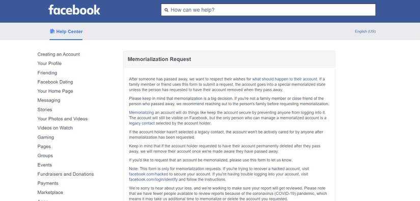 Facebook. Death How to Get a Deceased Family Member's Facebook Account Memorialized or ...