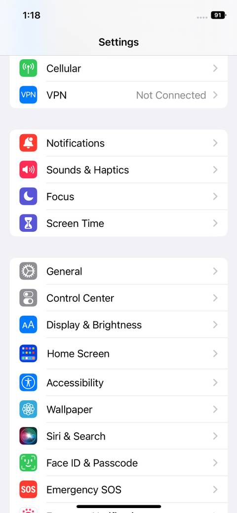 General iPhone settings