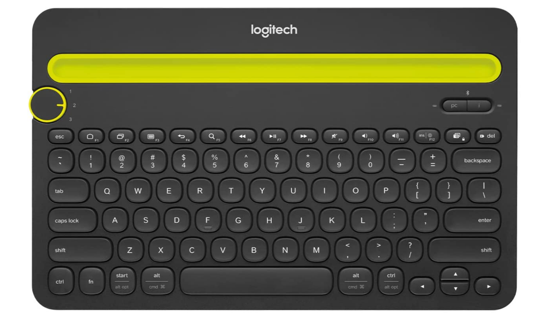 تصویر کامل از صفحه کلید چند دستگاه بی سیم Logitech K480