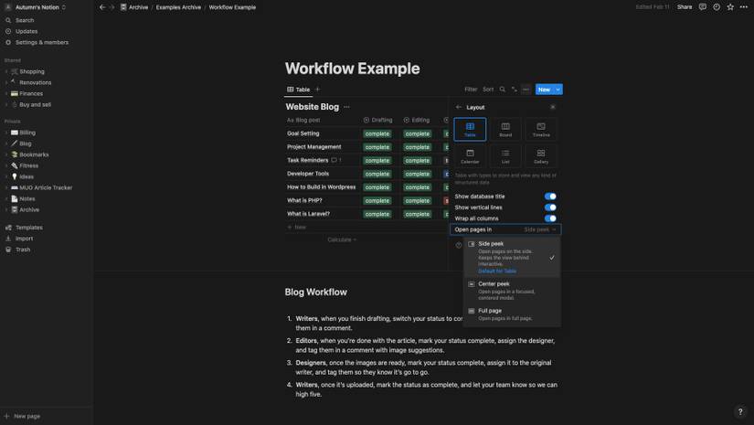 Notion Setting How to Change Notion's Side Peek Setting