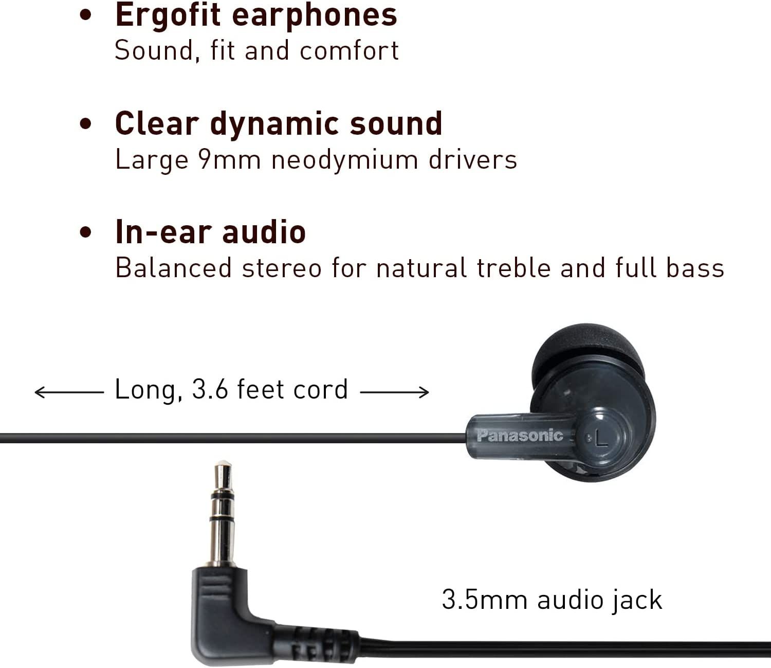 Panasonic ErgoFit Wired Earbuds Specs