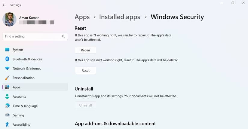 How to Reset Windows Security in Windows 11