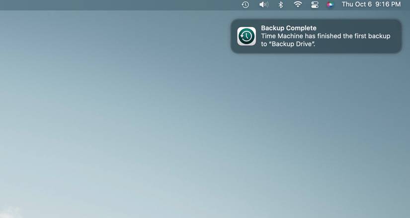 Backup Complete Time Machine Notification