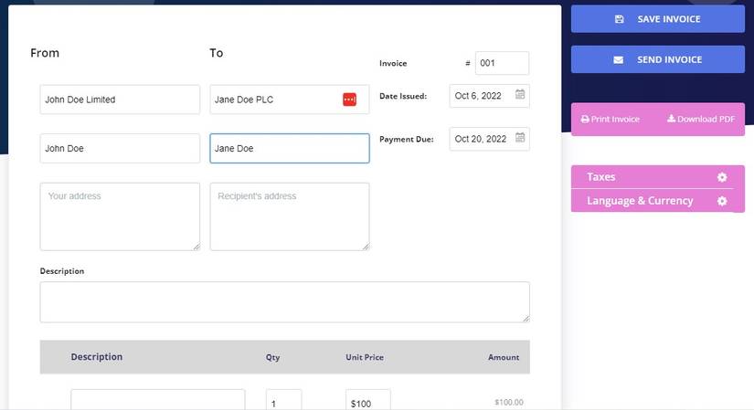 5 Websites to Create Invoices Online for Free Without Signing-up
