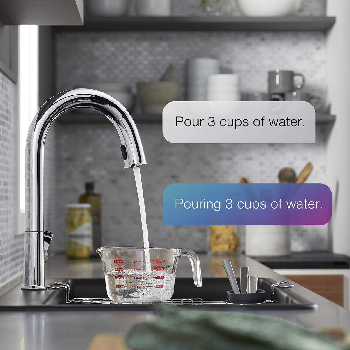 the kohler k-72218-wb-vs sensate kitchen faucet controlled by voice