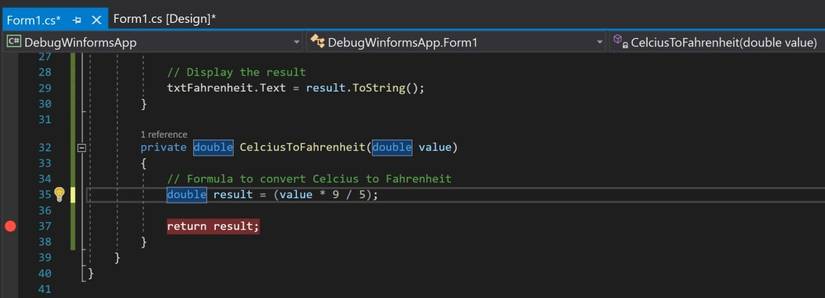 Winforms: The Basics of Debugging Using Visual Studio
