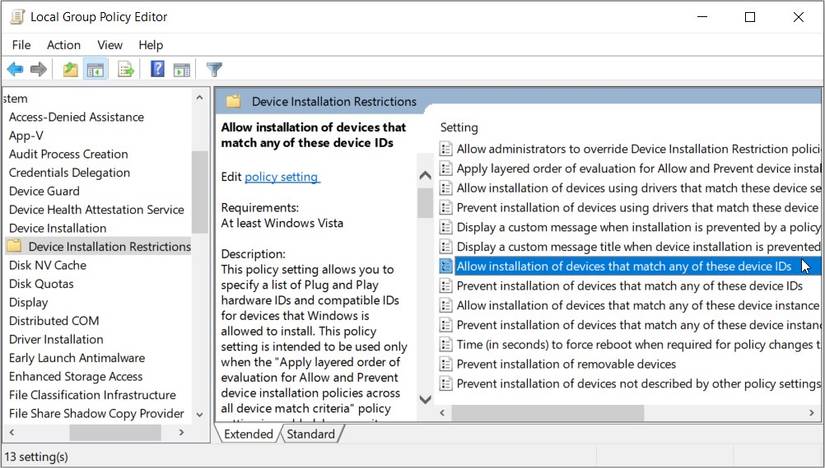 Permitted Device How to Allow or Prevent Others From Installing Removable Storage ...