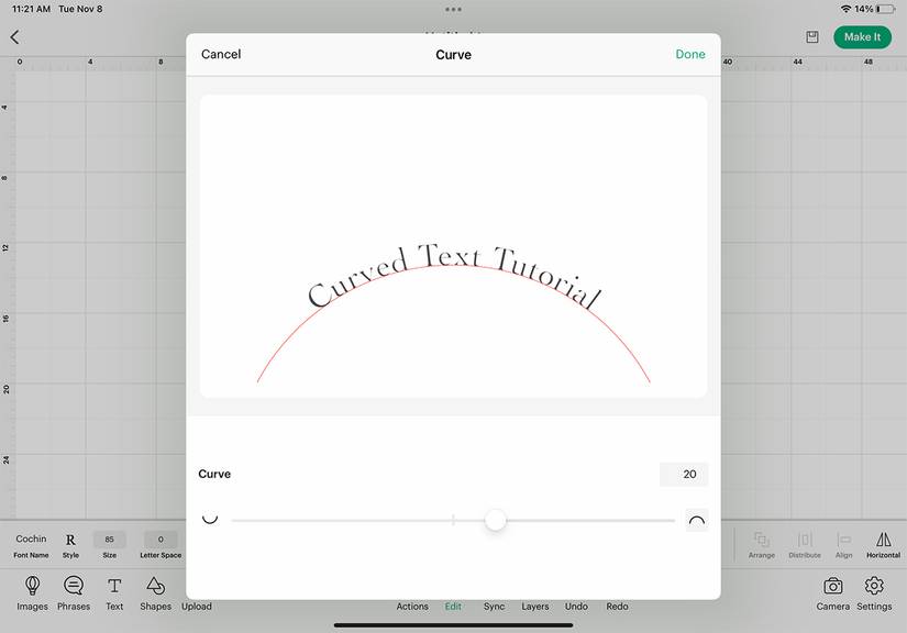 How to Curve Text in the Cricut App