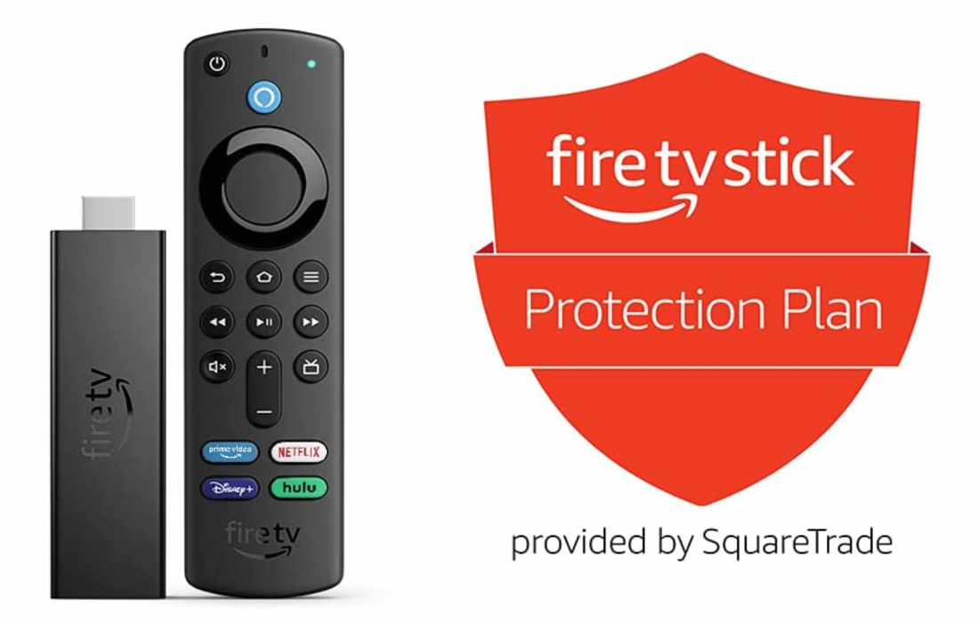 A shot of a Fire TV Stick 4K Max showing the included protection plan